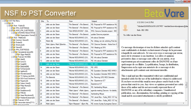 BetaVare NSF to PST Converter screenshot