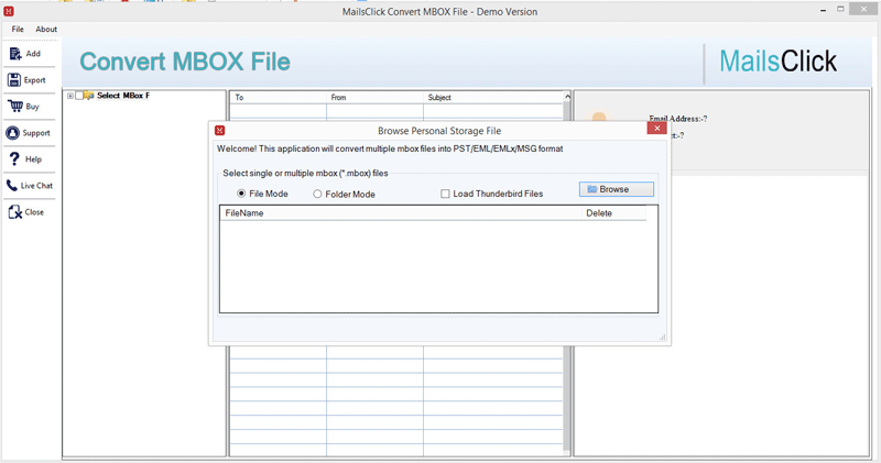 MailsClick Convert MBOX File screenshot