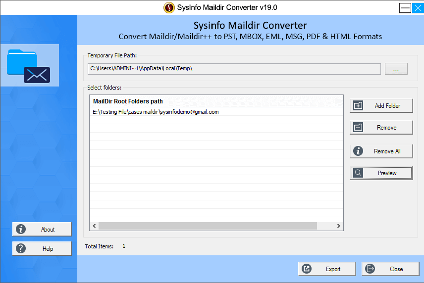 SysInfoTools Maildir Converter screenshot