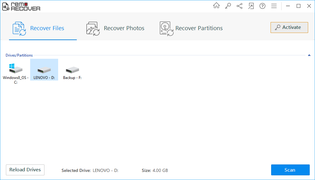 Remo Recover Windows Basic screenshot