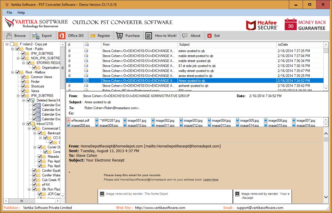 Vartika Outlook PST Converter Software screenshot