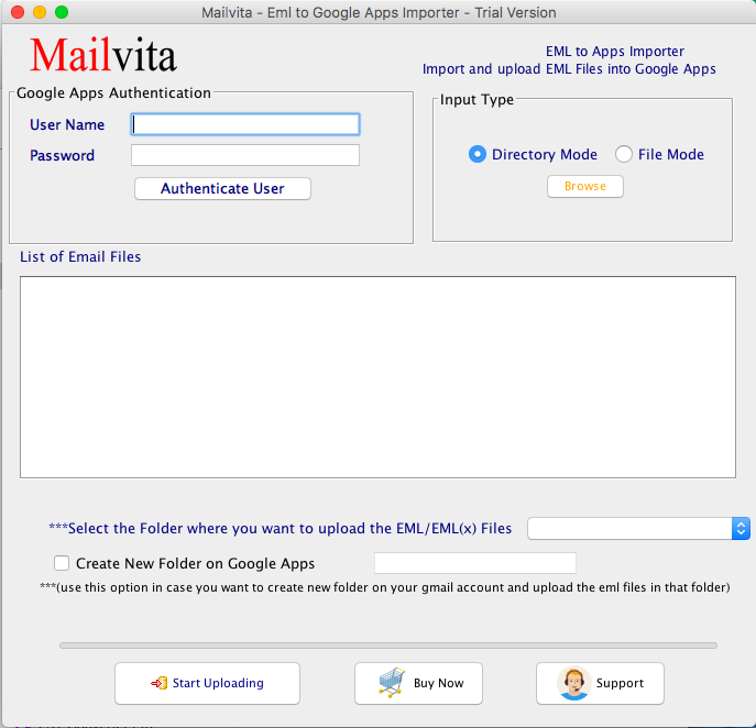 MailVita EML to G Suite Importer for Mac screenshot