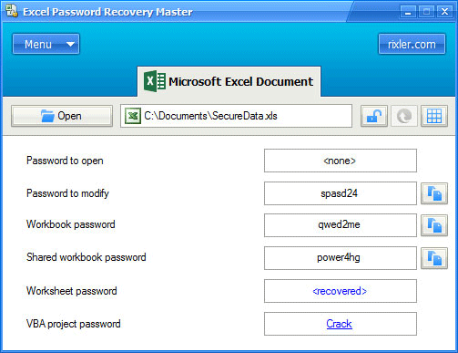 Excel Password Recovery Master screenshot