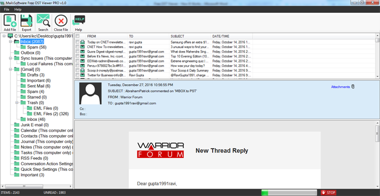 MailsSoftware Free OST Viewer screenshot