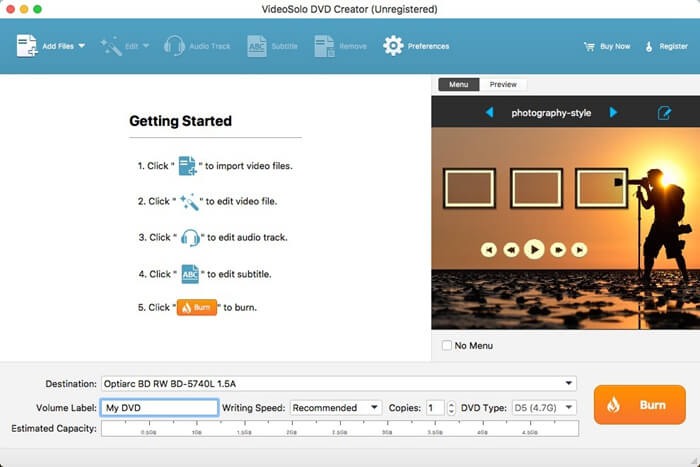 VideoSolo DVD Creator (Mac) screenshot