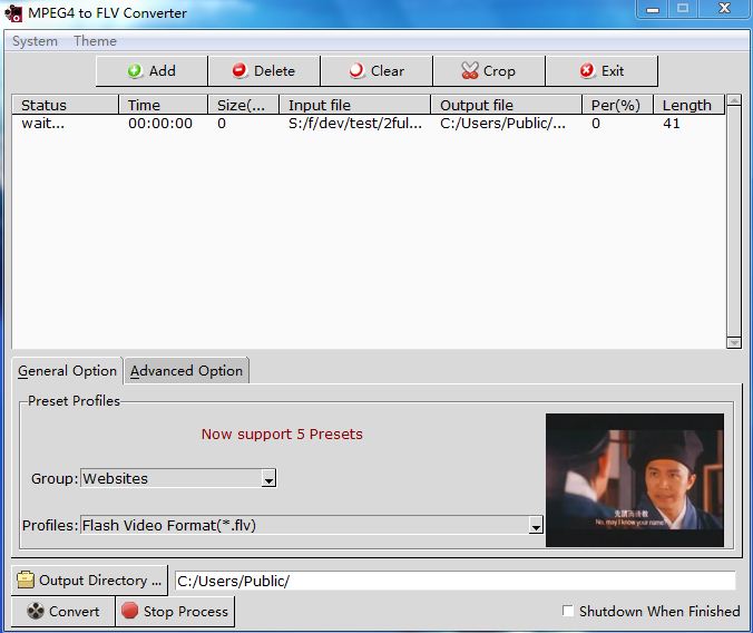 MPEG4 to FLV Converter screenshot