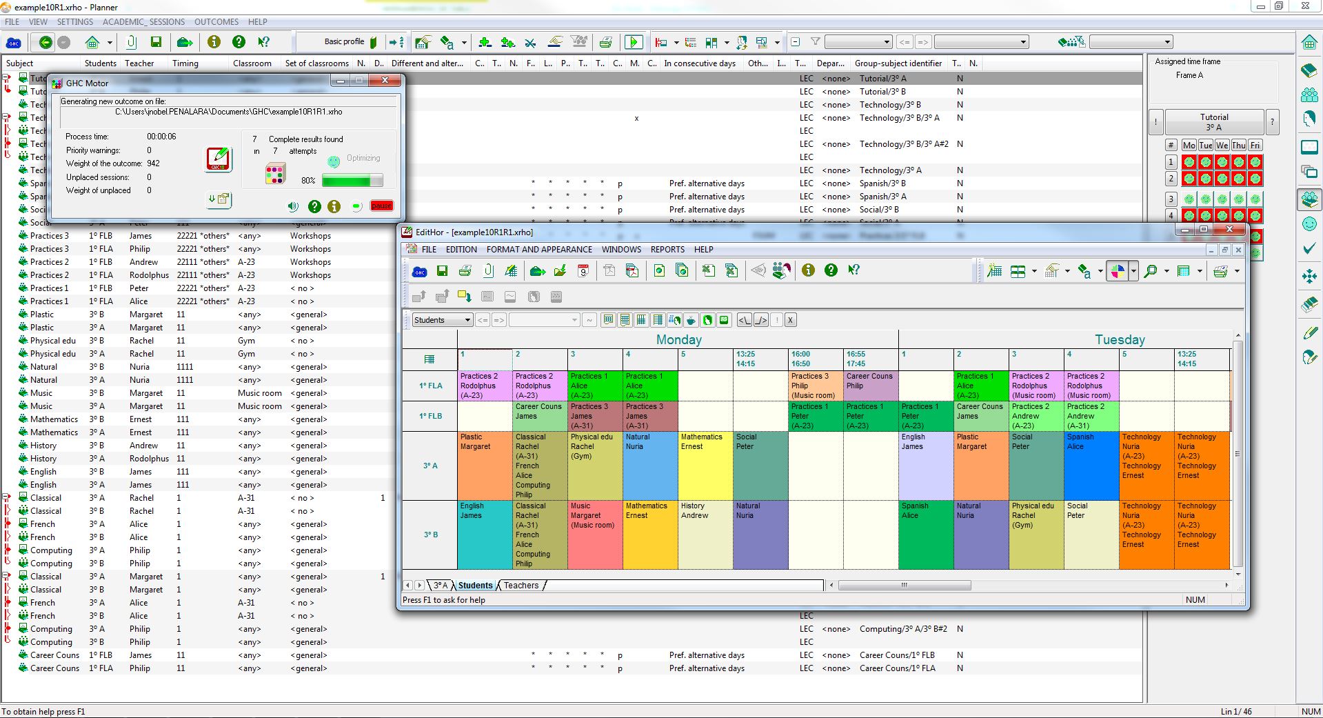 GHC Timetables EN screenshot