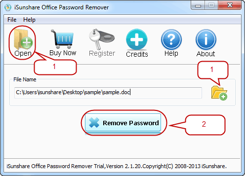 iSunshare Office Password Remover screenshot