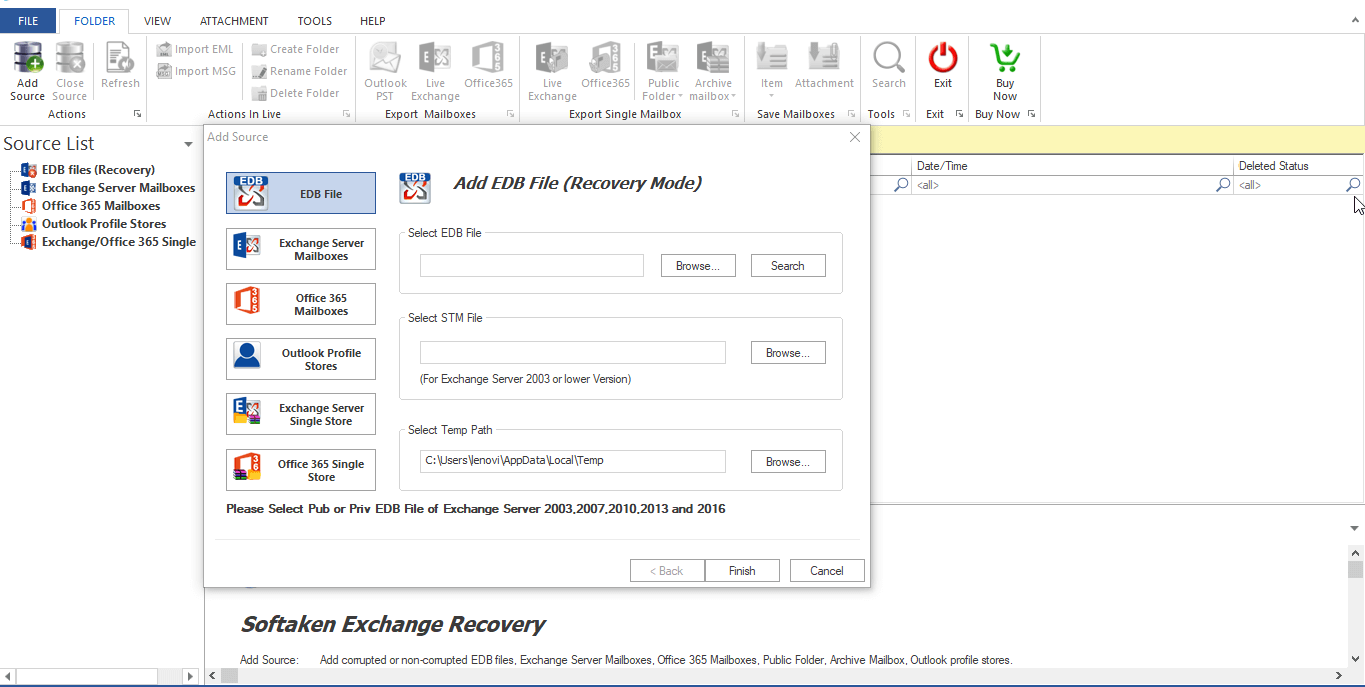 WholeClear Exchange Recovery Software screenshot