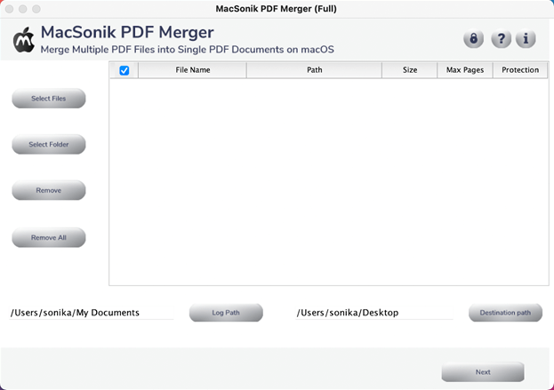 MacSonik PDF Merge Tool screenshot