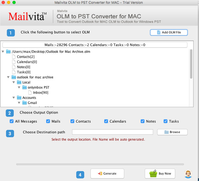 MailVita OLM to PST Converter for Mac screenshot