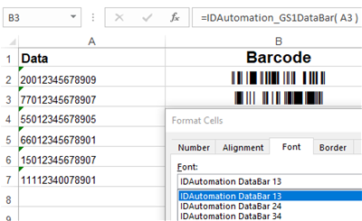 GS1 DataBar Barcode Font Package screenshot