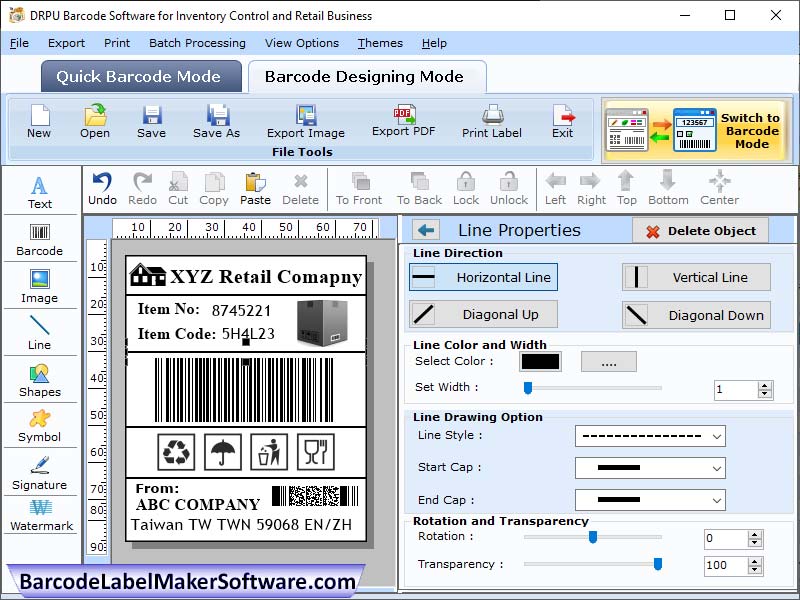 Barcode Maker Software Retail Industry screenshot