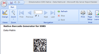 SSRS Data Matrix 2D Barcode Generator screenshot