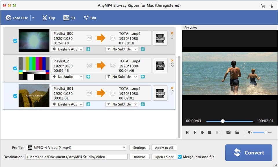 AnyMP4 Blu-ray Ripper for Mac screenshot