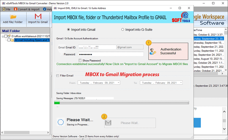 eSoftTools MBOX to Gmail Converter screenshot