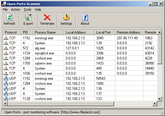 Open Ports Scanner screenshot