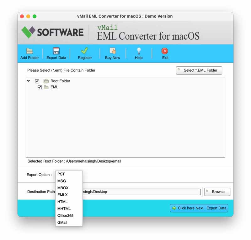 EML File Converter for Mac screenshot