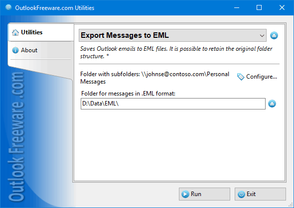 Export Messages to EML for Outlook screenshot
