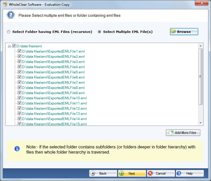 WholeClear EML Converter screenshot