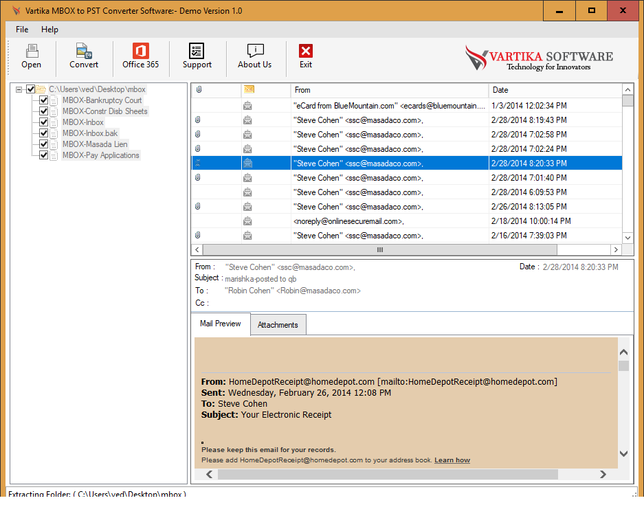 Vartika MBOX to PST Converter Software screenshot