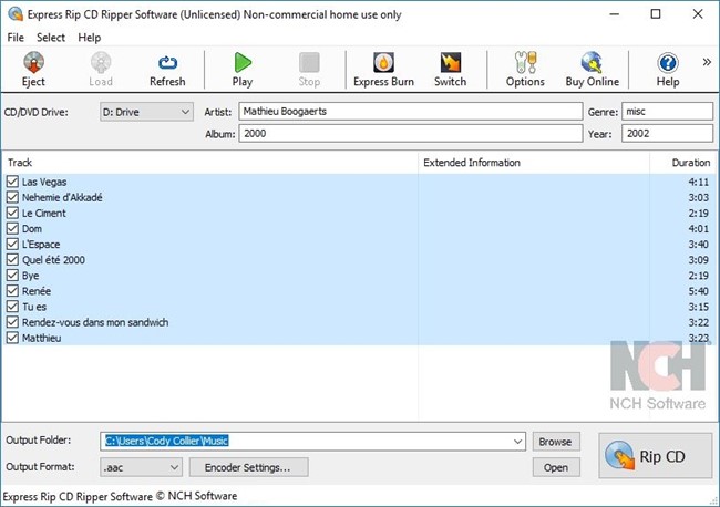 Express Rip CD Ripper Software Free screenshot
