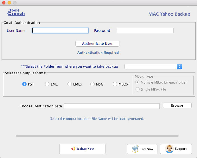 ToolsCrunch Mac Yahoo Backup screenshot