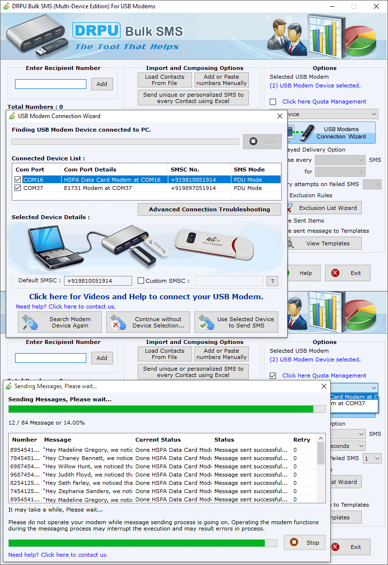 Bulk SMS Software for USB Modems screenshot