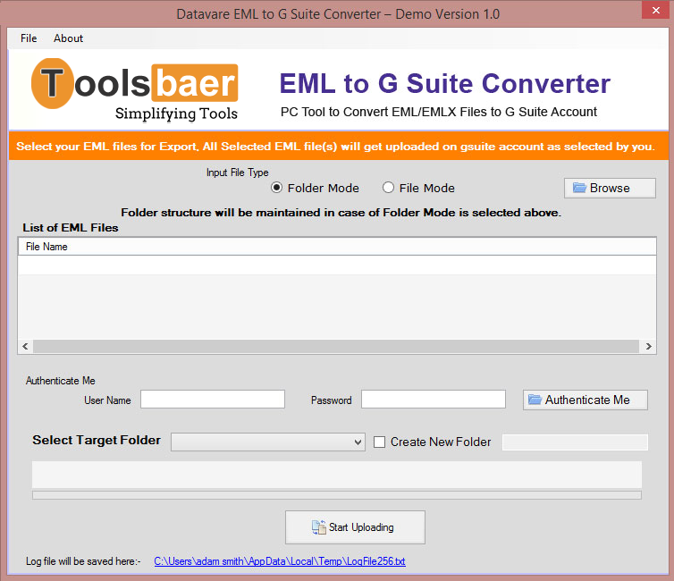 ToolsBaer EML to G Suite Importer screenshot