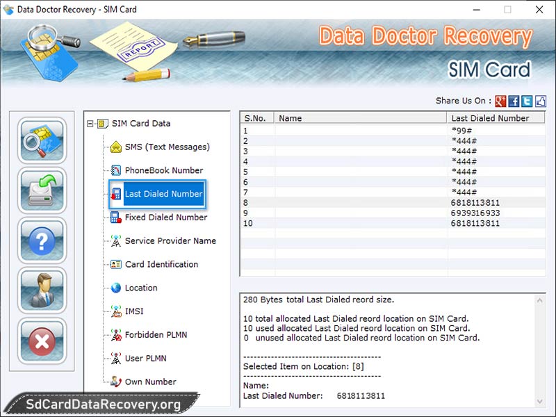 Mobile Sim Card Data Recovery Software screenshot