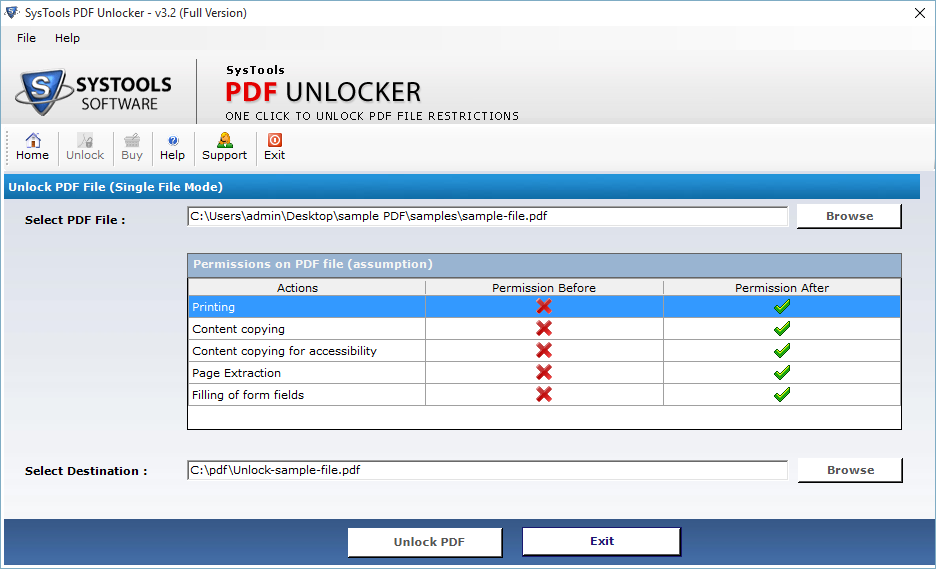 SysTools PDF Unlocker screenshot