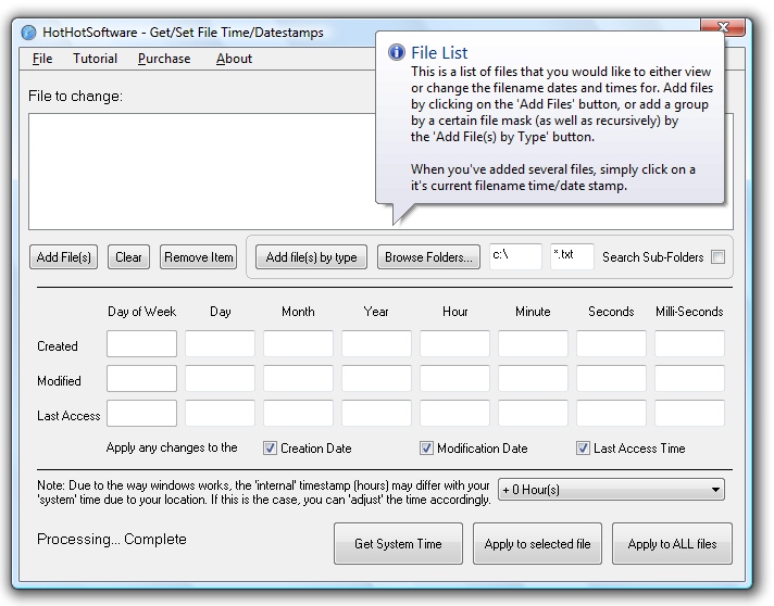 Change file date time software screenshot