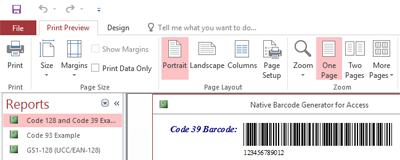Code 39 Native Access Barcode Generator screenshot