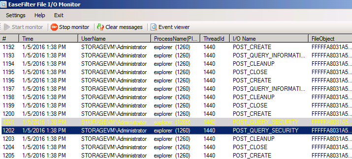 EaseFilter File Access Monitor SDK screenshot
