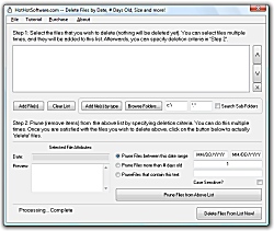 Delete files by date range or file mask screenshot