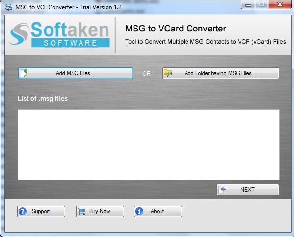 Softaken MSG to vCard Converter screenshot