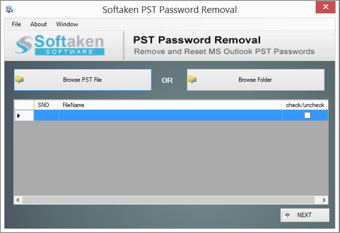 Softaken PST Password Recovery screenshot