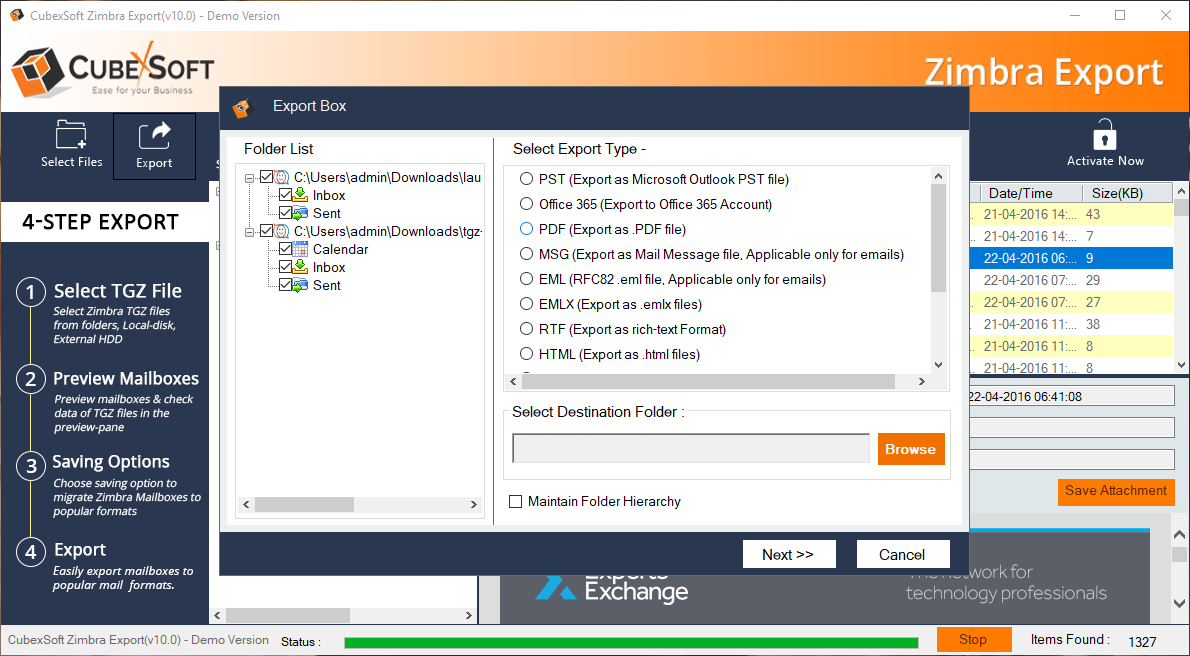 Zimbra Mail Converter screenshot
