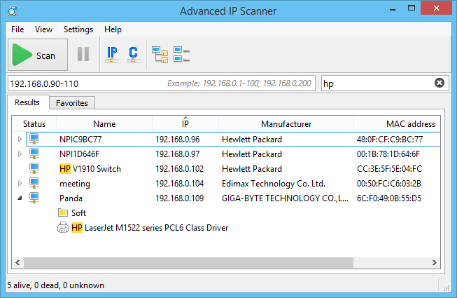 Advanced IP Scanner screenshot
