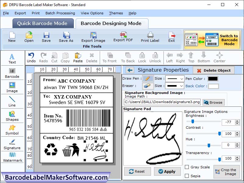 Standard Edition Barcode Maker Label screenshot