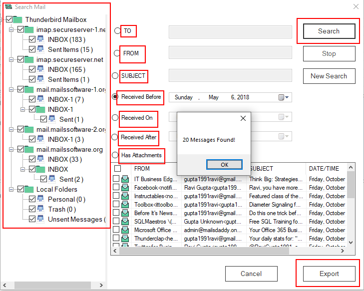 Thunderbird to Outlook Converter Tool screenshot