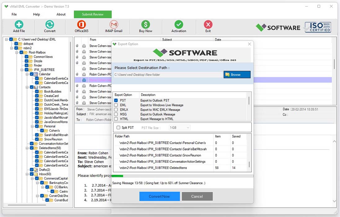 vMail EML File Converter screenshot