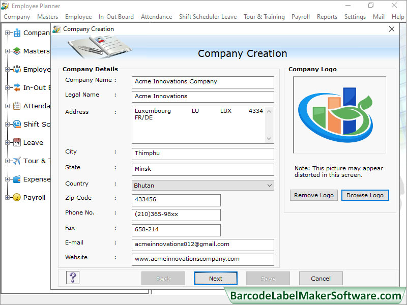 DRPU Employee Planner Software screenshot