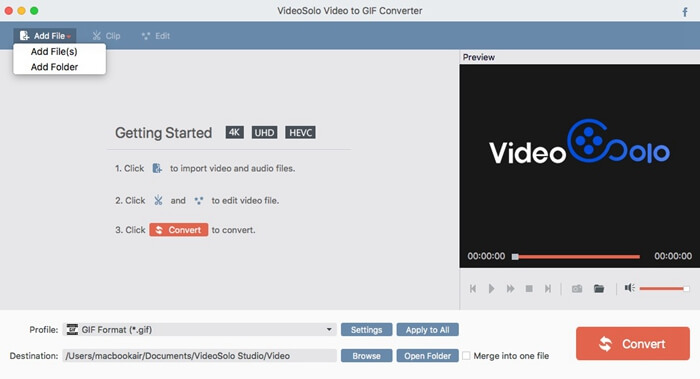VideoSolo Video to GIF Converter (Mac) screenshot