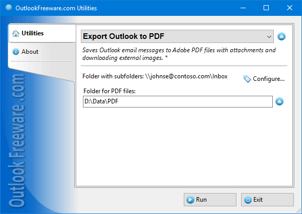 Export Outlook to PDF screenshot