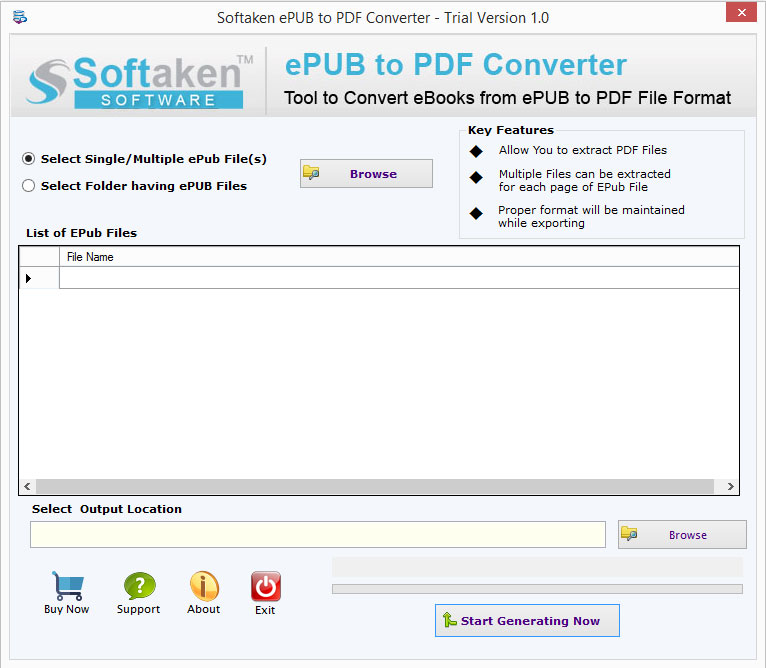 Softaken EPUB to PDF Converter screenshot