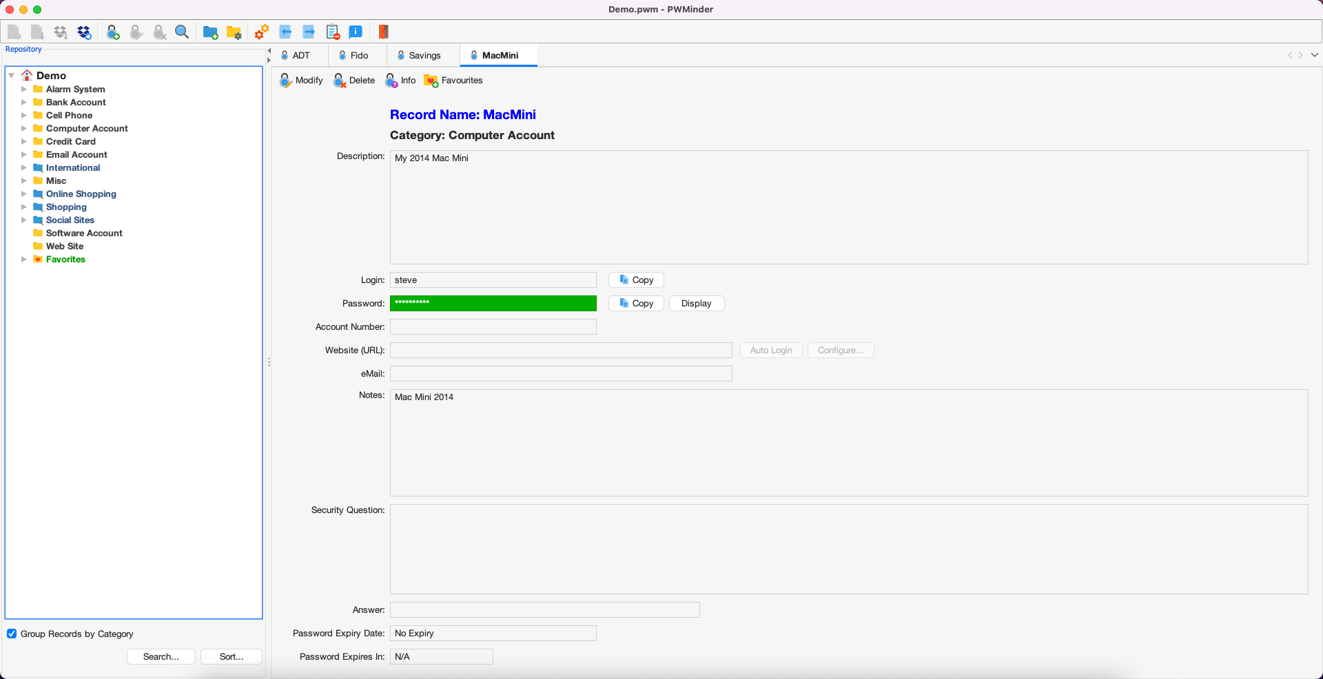 PWMinder Desktop Mac screenshot