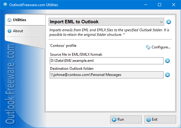 Import EML to Outlook screenshot