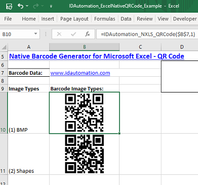 Excel QR Code Barcode Generator screenshot