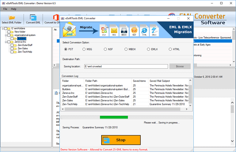 eSoftTools EML Converter screenshot